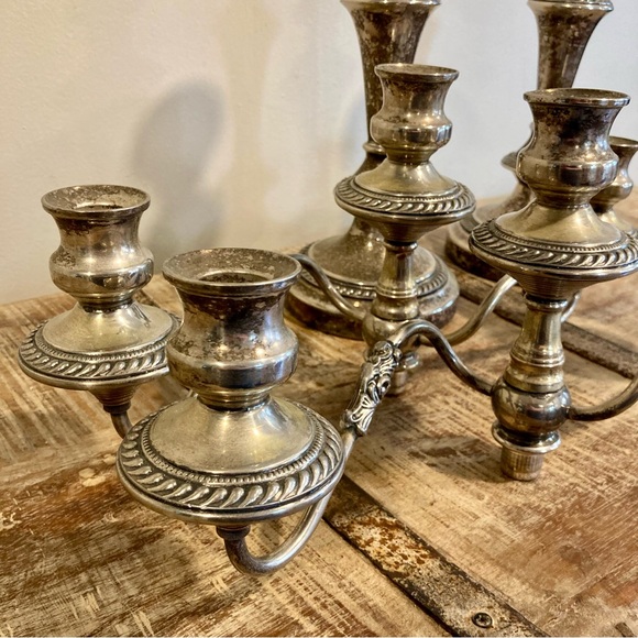 Vintage Pair Sol Goldfeder George III Sheffield Silver Plated Candelabra 19" - Picture 6 of 16